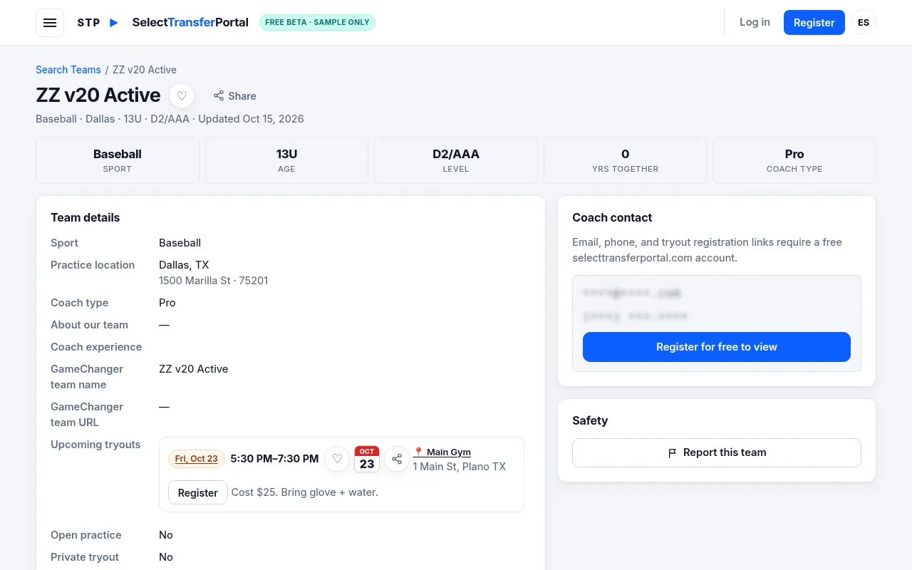 A team page
