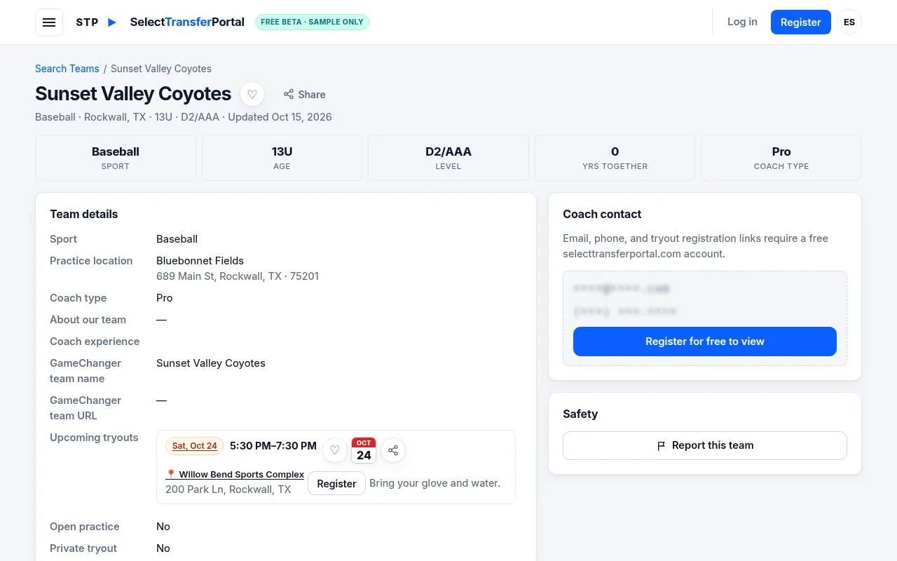 A team page