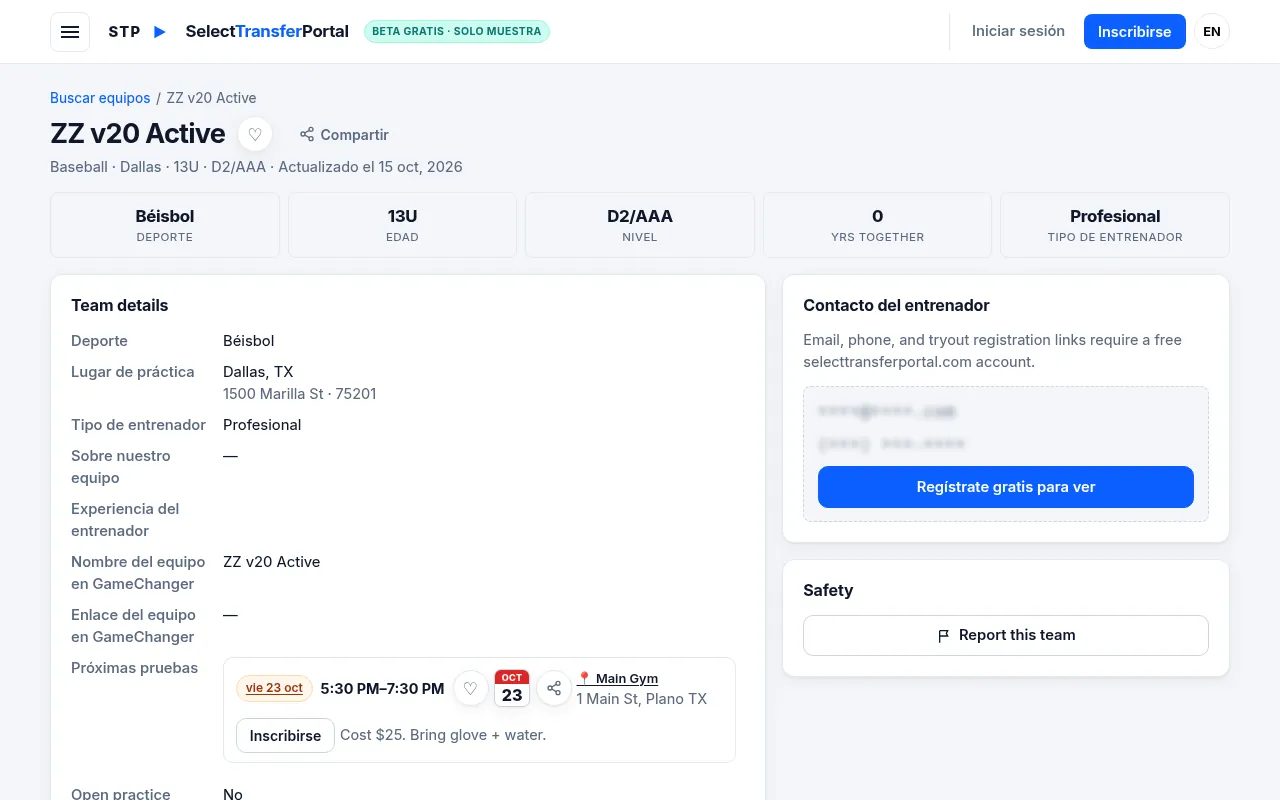 A team page