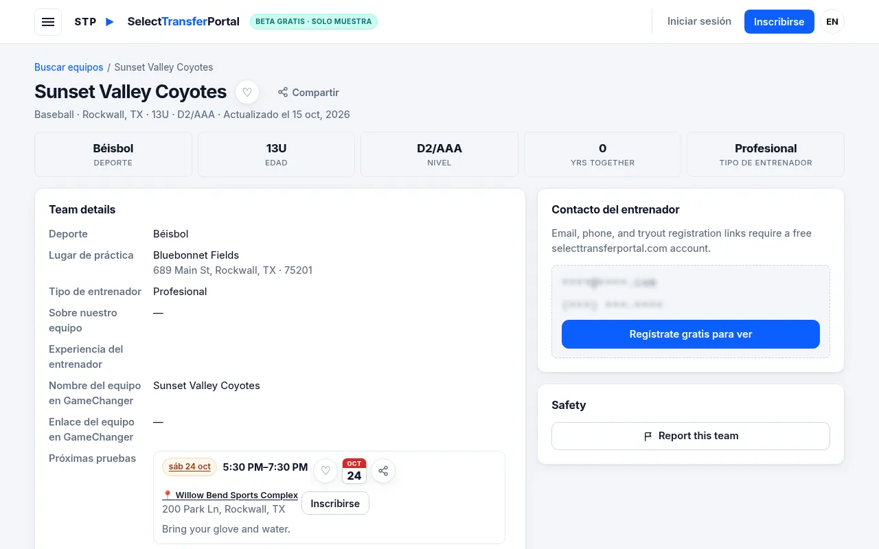 A team page