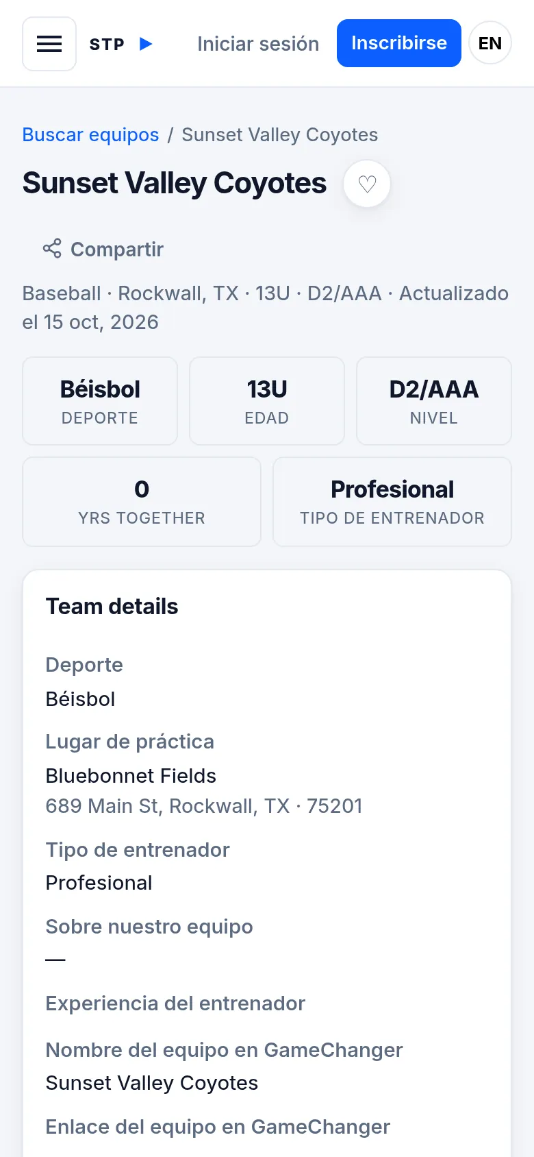 A team page