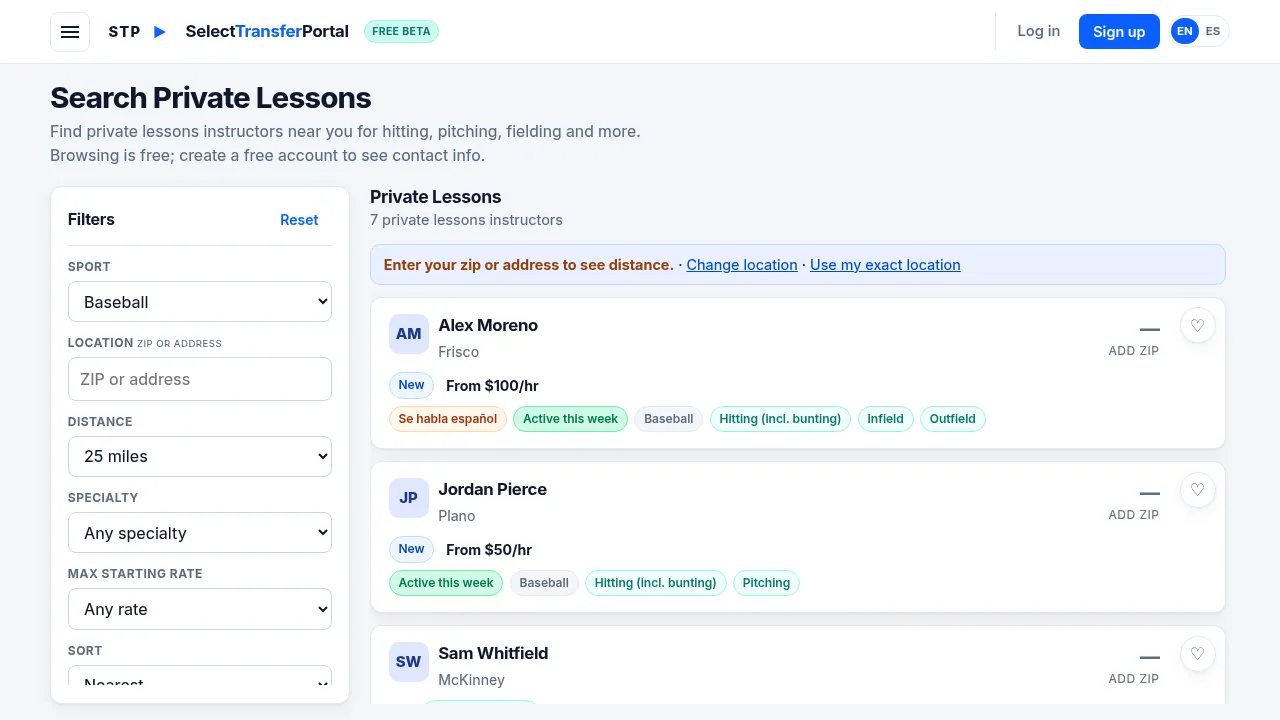 Search Private Lessons: instructors near you