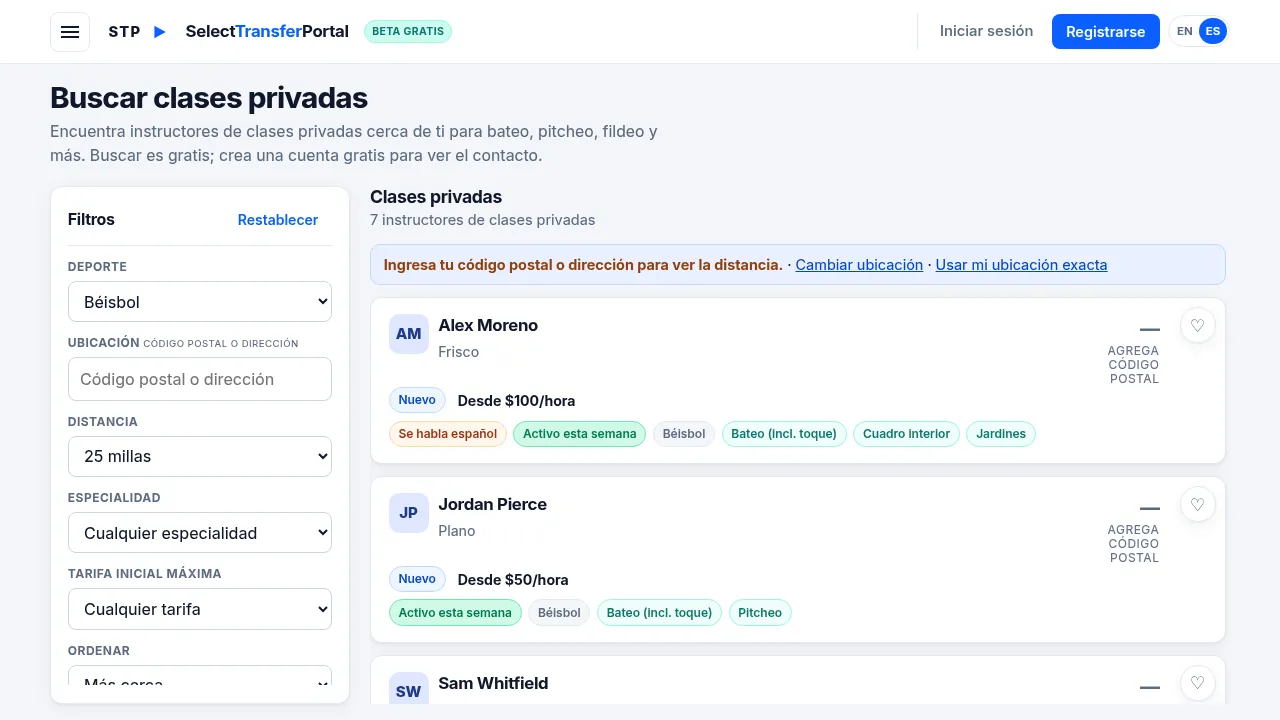 Buscar clases privadas: instructores cerca de ti