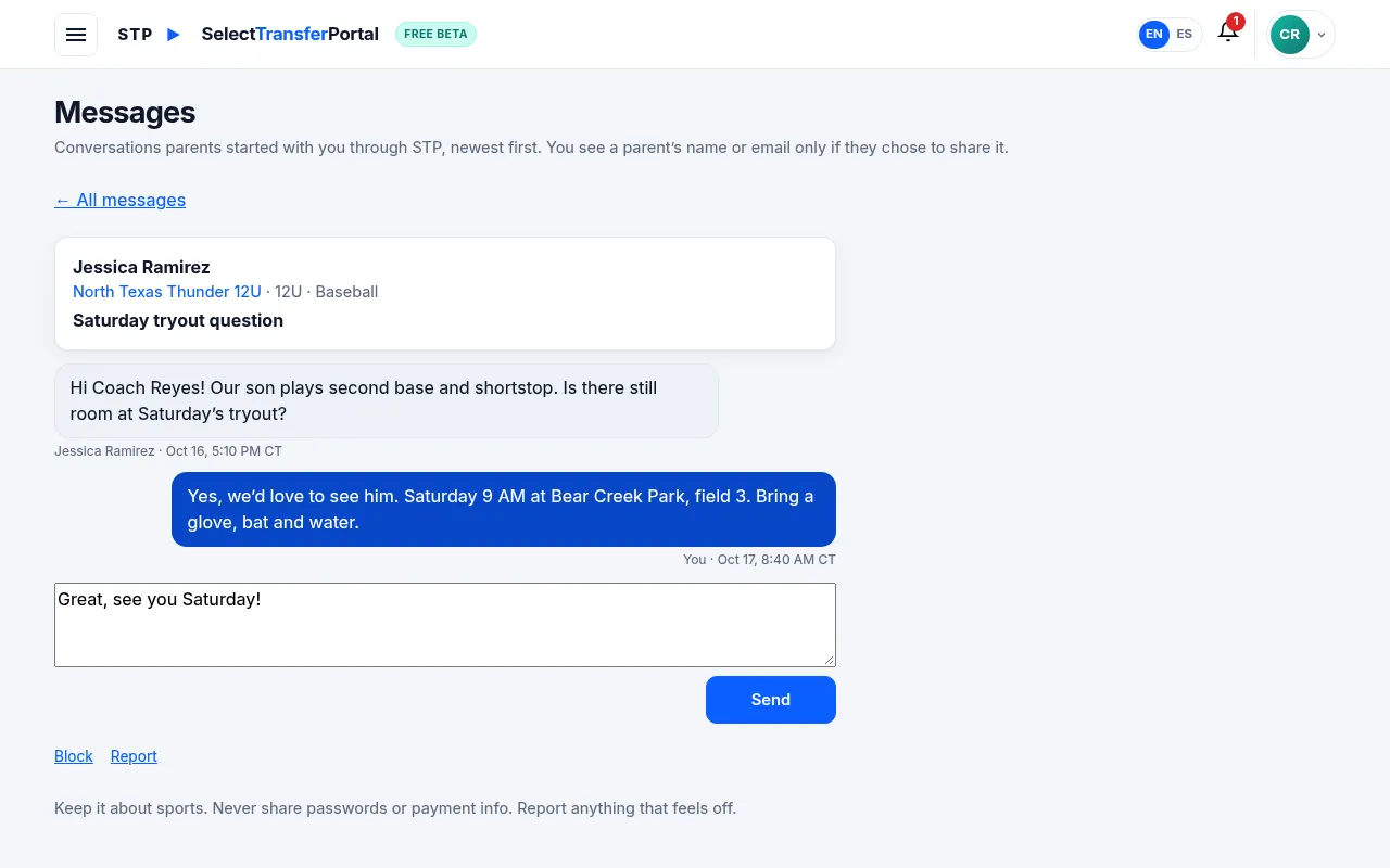 Replying to a parent