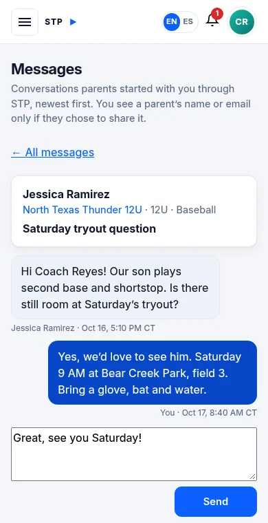 Replying to a parent