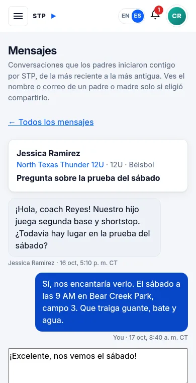Responder a un padre o madre