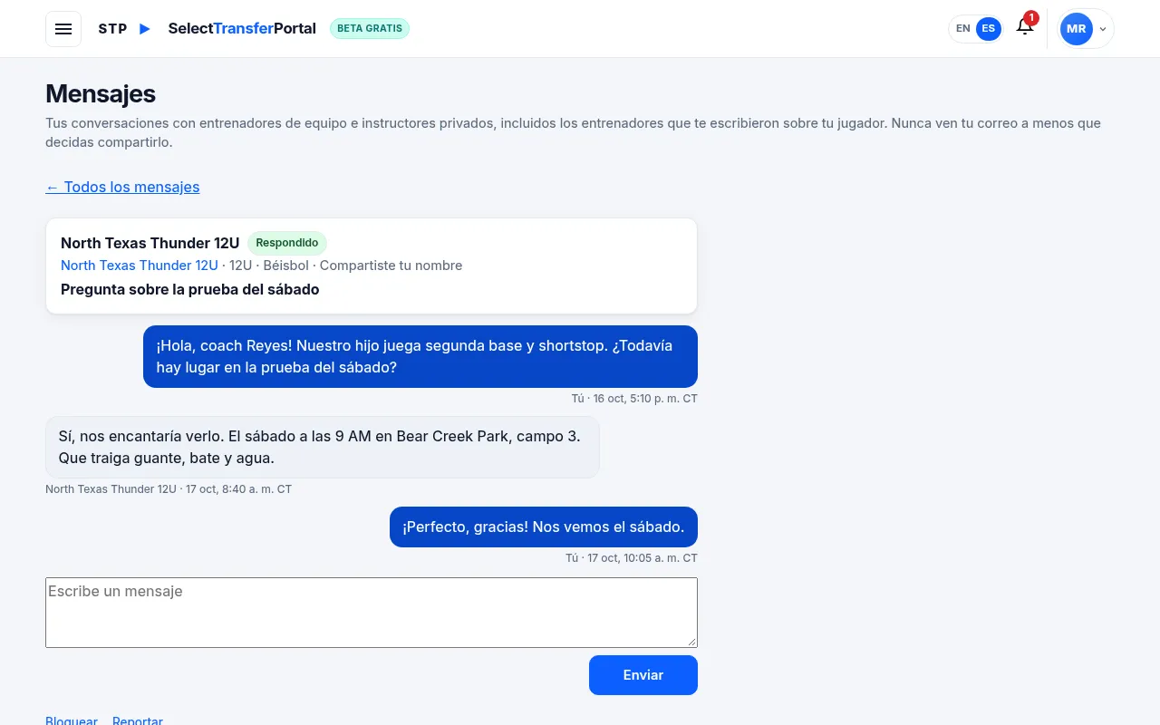 Una conversación con un entrenador que respondió