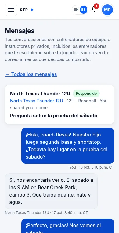 Una conversación con un entrenador que respondió
